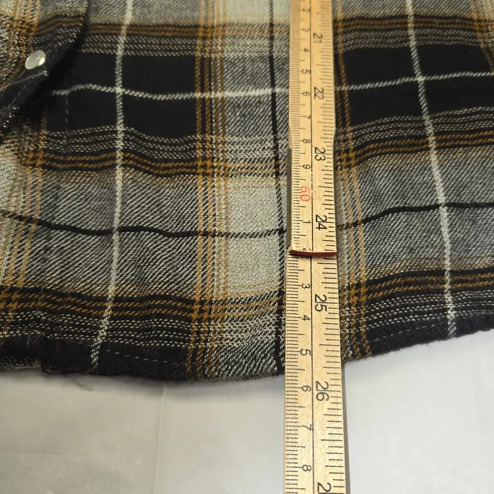 WilFull Womens Large Pearl Snap Shirt Brown‎ Plaid Western Outdoors Rodeo